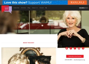 How dianerehm.org looks like on a tablet such as an iPad.