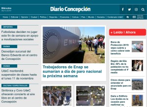 How diarioconcepcion.cl looks like on a tablet such as an iPad.