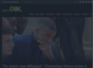 How diariogol.com looks like on a tablet such as an iPad.