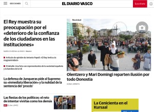 How diariovasco.com looks like on a tablet such as an iPad.