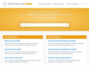 How diccionariodedudas.com looks like on a tablet such as an iPad.