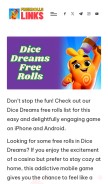 How dicedreamsrollsfree.com looks like on a mobile device such as an iPhone.