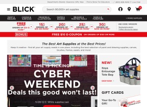 How dickblick.com looks like on a tablet such as an iPad.