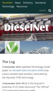 How dieselnet.com looks like on a mobile device such as an iPhone.