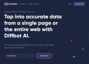 How diffbot.com looks like on a tablet such as an iPad.