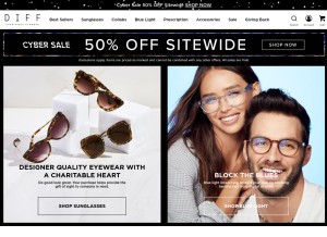 How diffeyewear.com looks like on a tablet such as an iPad.