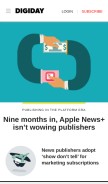 How digiday.com looks like on a mobile device such as an iPhone.