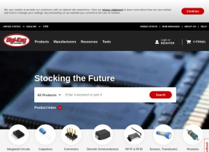 How digikey.com looks like on a tablet such as an iPad.
