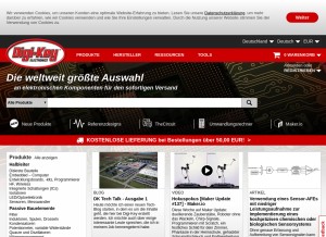 How digikey.de looks like on a tablet such as an iPad.