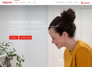 How digipost.no looks like on a tablet such as an iPad.