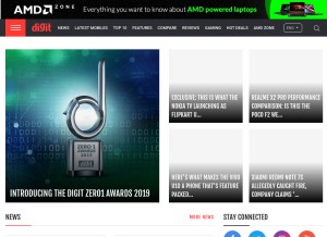 How digit.in looks like on a tablet such as an iPad.