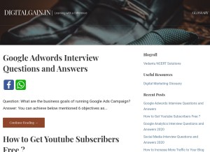 How digitalgain.in looks like on a tablet such as an iPad.