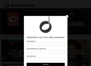 How digitalmusicnews.com looks like on a tablet such as an iPad.