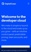 How digitalocean.com looks like on a mobile device such as an iPhone.