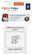 How digitalvidya.com looks like on a mobile device such as an iPhone.