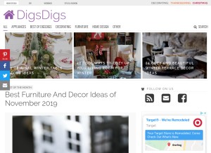 How digsdigs.com looks like on a tablet such as an iPad.