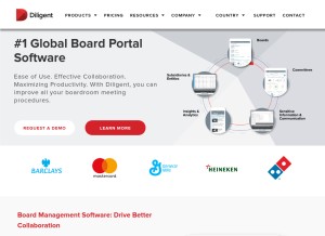 How diligent.com looks like on a tablet such as an iPad.