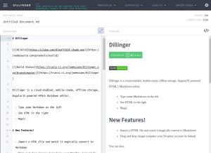 How dillinger.io looks like on a tablet such as an iPad.