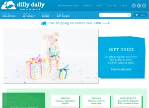 How dillydallykids.ca looks like on a tablet such as an iPad.