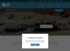 How dinetime.com looks like on a tablet such as an iPad.