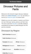 How dinosaurpictures.org looks like on a mobile device such as an iPhone.