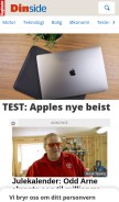 How dinside.no looks like on a mobile device such as an iPhone.