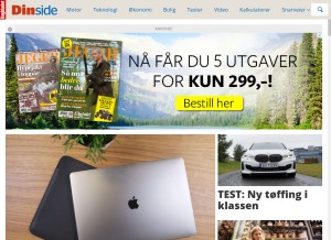 How dinside.no looks like on a tablet such as an iPad.