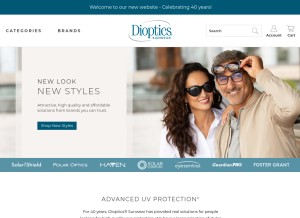 How diopticssunwear.com looks like on a tablet such as an iPad.