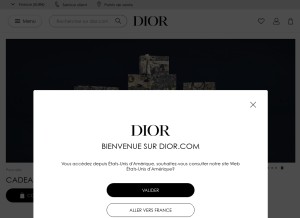 How dior.com looks like on a tablet such as an iPad.