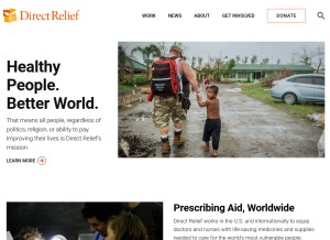 How directrelief.org looks like on a tablet such as an iPad.