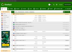 How diretta.it looks like on a tablet such as an iPad.