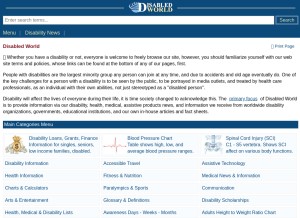 How disabled-world.com looks like on a tablet such as an iPad.