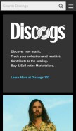 How discogs.com looks like on a mobile device such as an iPhone.