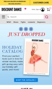 How discountdance.net looks like on a mobile device such as an iPhone.