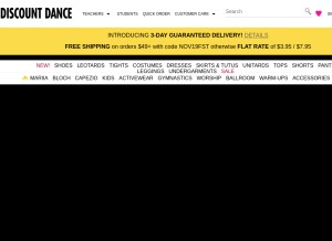 How discountdance.net looks like on a tablet such as an iPad.