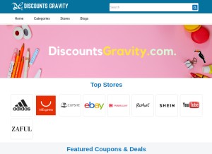 How discountsgravity.com looks like on a tablet such as an iPad.