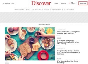 How discovermagazine.com looks like on a tablet such as an iPad.