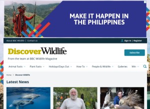 How discoverwildlife.com looks like on a tablet such as an iPad.