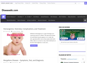 How diseasesdic.com looks like on a tablet such as an iPad.