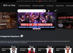 How disfracesshop.com looks like on a tablet such as an iPad.