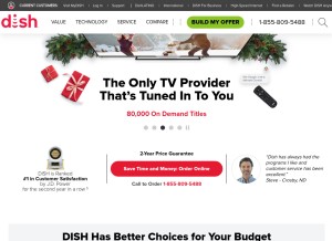 How dish.com looks like on a tablet such as an iPad.