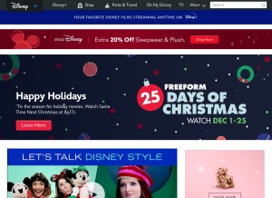 How disney.com looks like on a tablet such as an iPad.