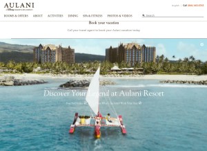 How disneyaulani.com looks like on a tablet such as an iPad.
