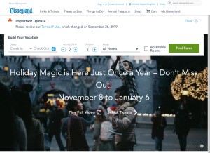 How disneyland.com looks like on a tablet such as an iPad.
