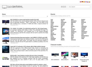 How displayspecifications.com looks like on a tablet such as an iPad.