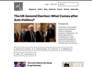 How dissentmagazine.org looks like on a tablet such as an iPad.
