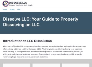 How dissolvellc.org looks like on a tablet such as an iPad.
