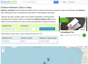 How distancefromto.net looks like on a tablet such as an iPad.