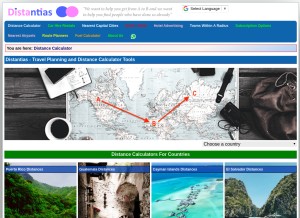 How distantias.com looks like on a tablet such as an iPad.