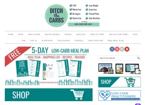 How ditchthecarbs.com looks like on a tablet such as an iPad.